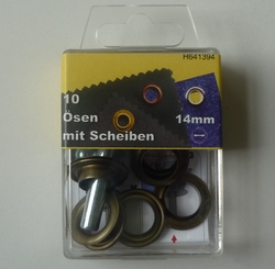 Nestelringen 14mm (10 stuks), Oudmessing